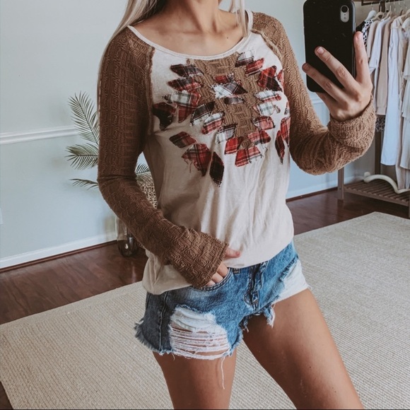 We The Free Tops - We the Free Aztec Long Sleeve Knit Boho Top